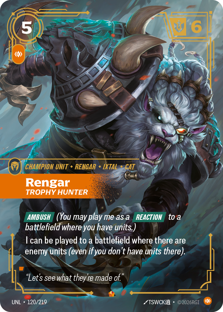 Rengar Trophy Hunter Riftbound-kort